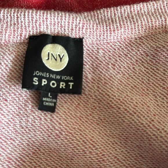 JNY Sport marled red split crew neckline banded hem sweatshirt. Large. - Picture 5 of 5